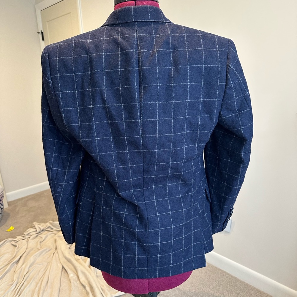 Ralph Lauren Polo double breasted navy windowpane 100% wool grandpa Blazer - Picture 4 of 10